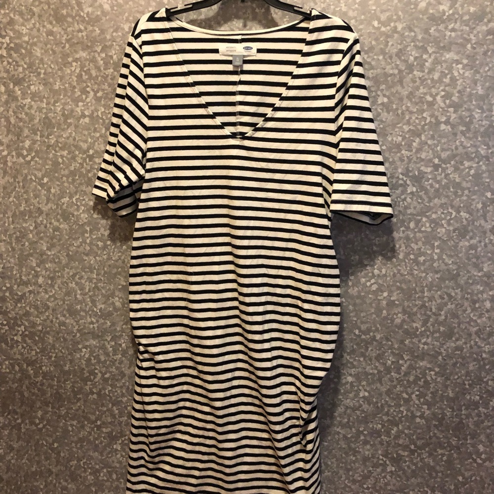 Shin length striped dress